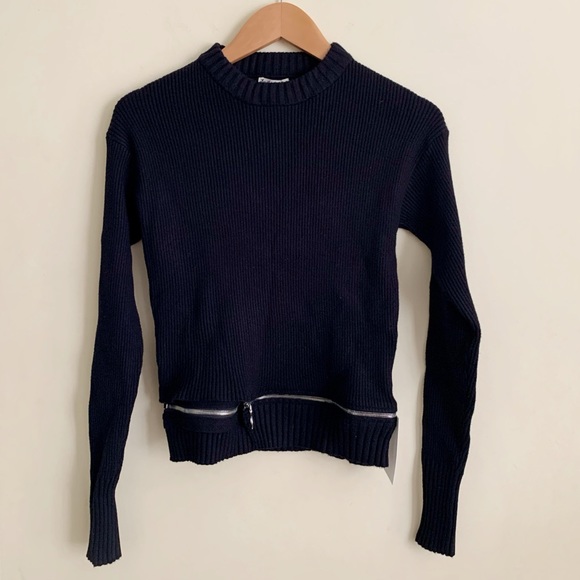 NWT For Love and Lemons Annie Zipper Sweater Black Medium - Picture 4 of 12